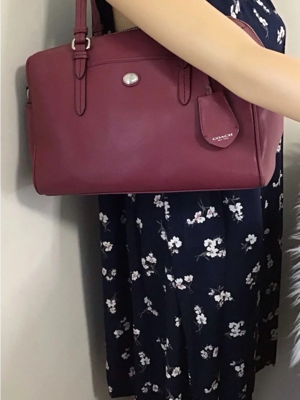 Coach Peyton Leather Nancy Satchel Purse Dusty Rose